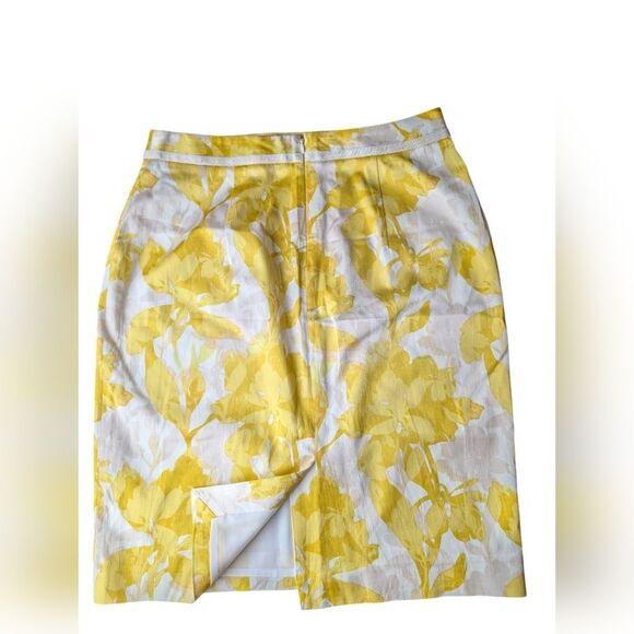 banana Republic Floral Yellow Cotton Blend Summer Pencil Skirt Size 6 Medium - Picture 6 of 11
